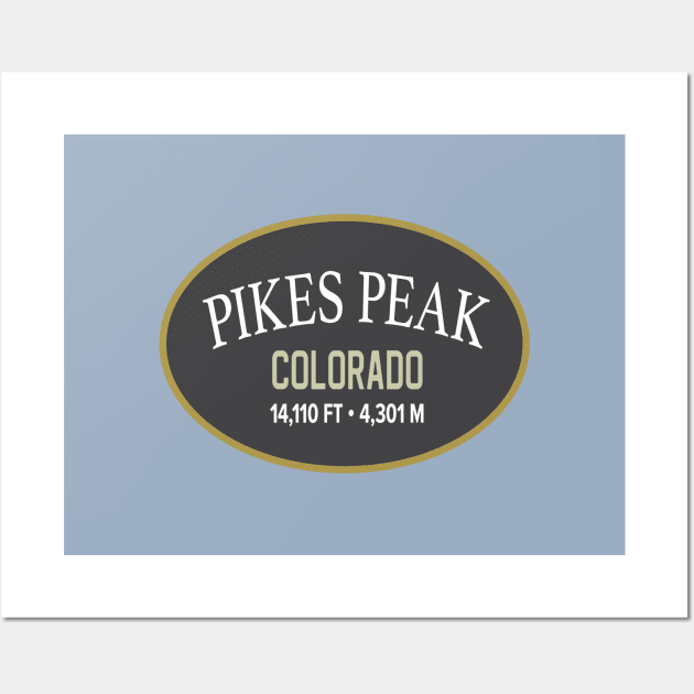 Pikes Peak Colorado Gray Oval Wall Art by TGKelly